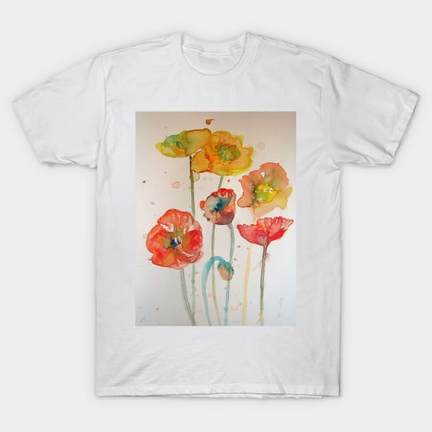 Abstract Poppy Watercolor Painting T-Shirt by SarahRajkotwala